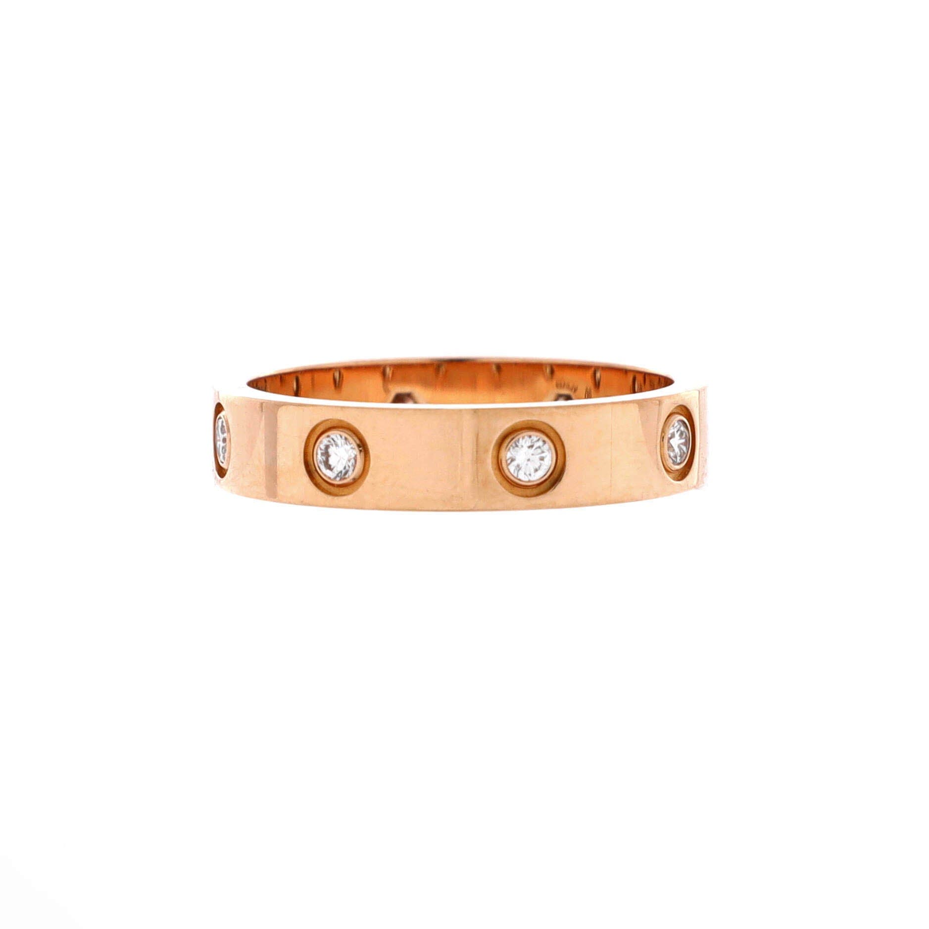 Love Wedding Band 8 Diamonds Ring 18K Rose Gold with Diamonds, Alternate, color, Metallic Gold