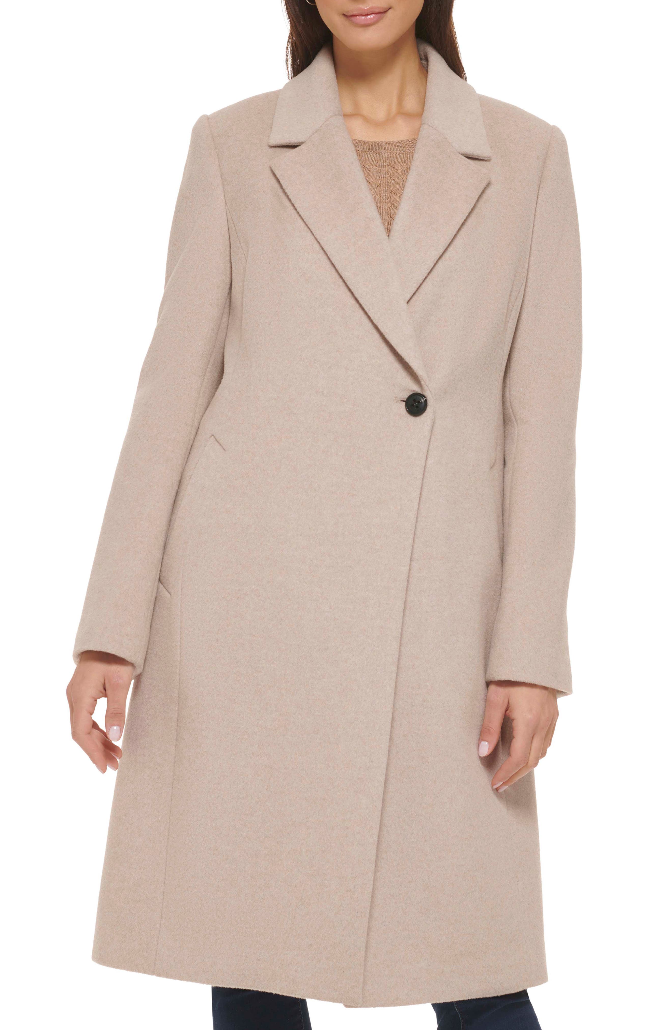 Cole Haan Signature Asymmetric Slick Wool Blend Coat