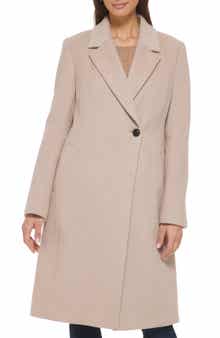Cole Haan Signature Asymmetric Slick Wool Blend Coat