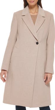 Cole Haan Signature Asymmetric Slick Wool Blend Coat