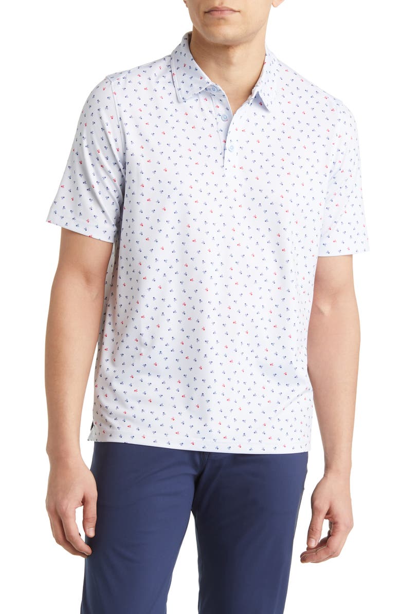 Johnston & Murphy XC4<sup>®</sup> Skull Print Performance Golf Polo, Main, color, Lt. Blue