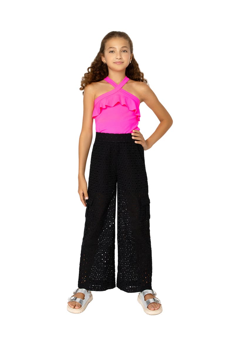 Kids' Ruffled Crossover Tank, Alternate, color, PINK