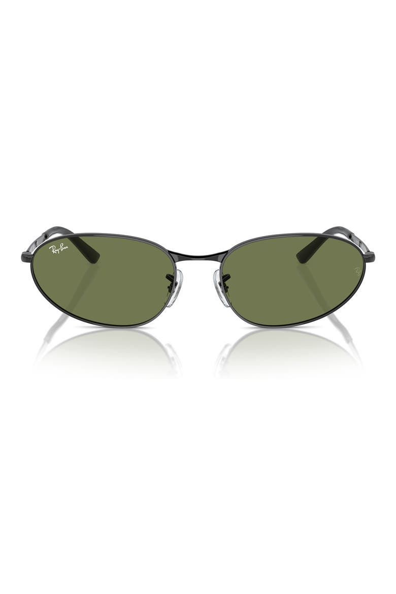 56mm Oval Sunglasses, Main, color, BLACK