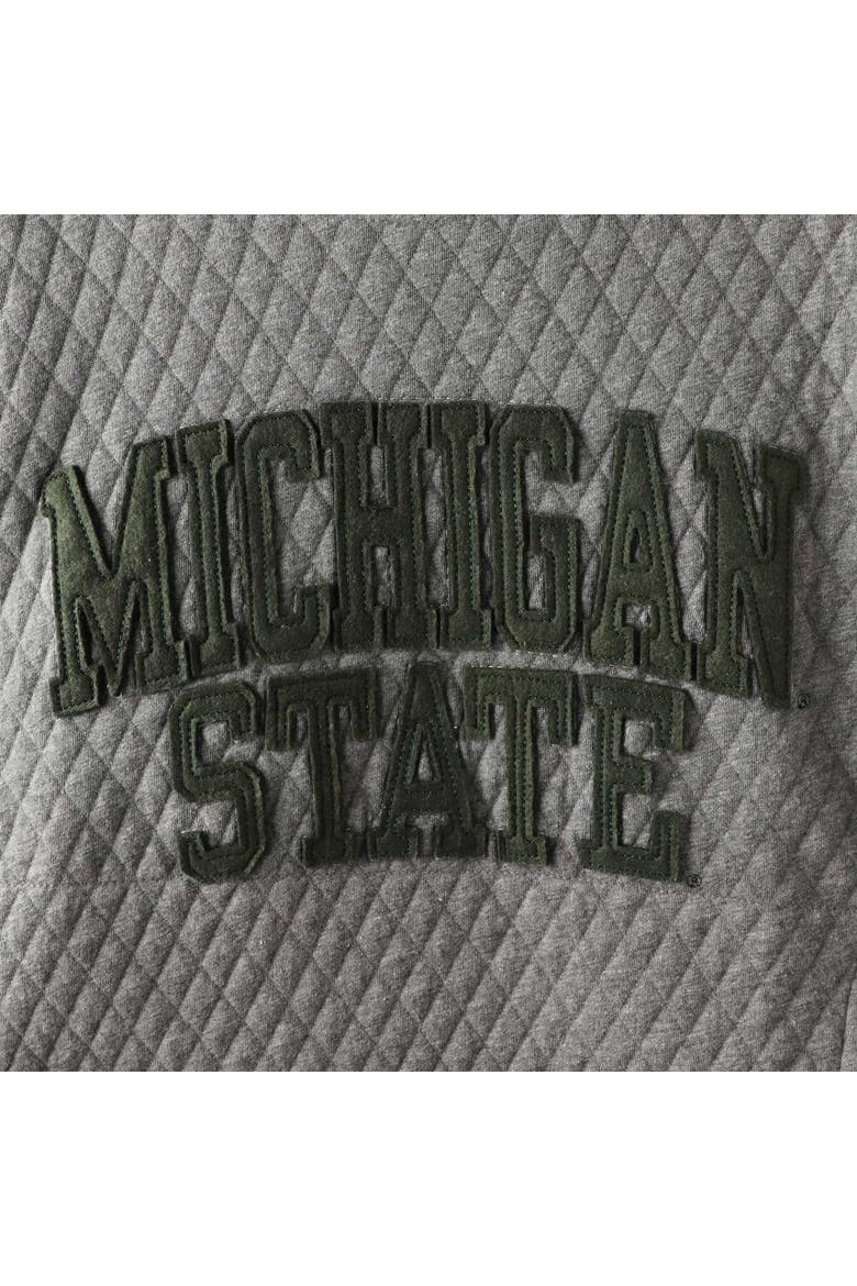 Women's Pressbox Heather Charcoal Michigan State Spartans Moose Quilted Pullover Sweatshirt, Alternate, color, Heather Gray