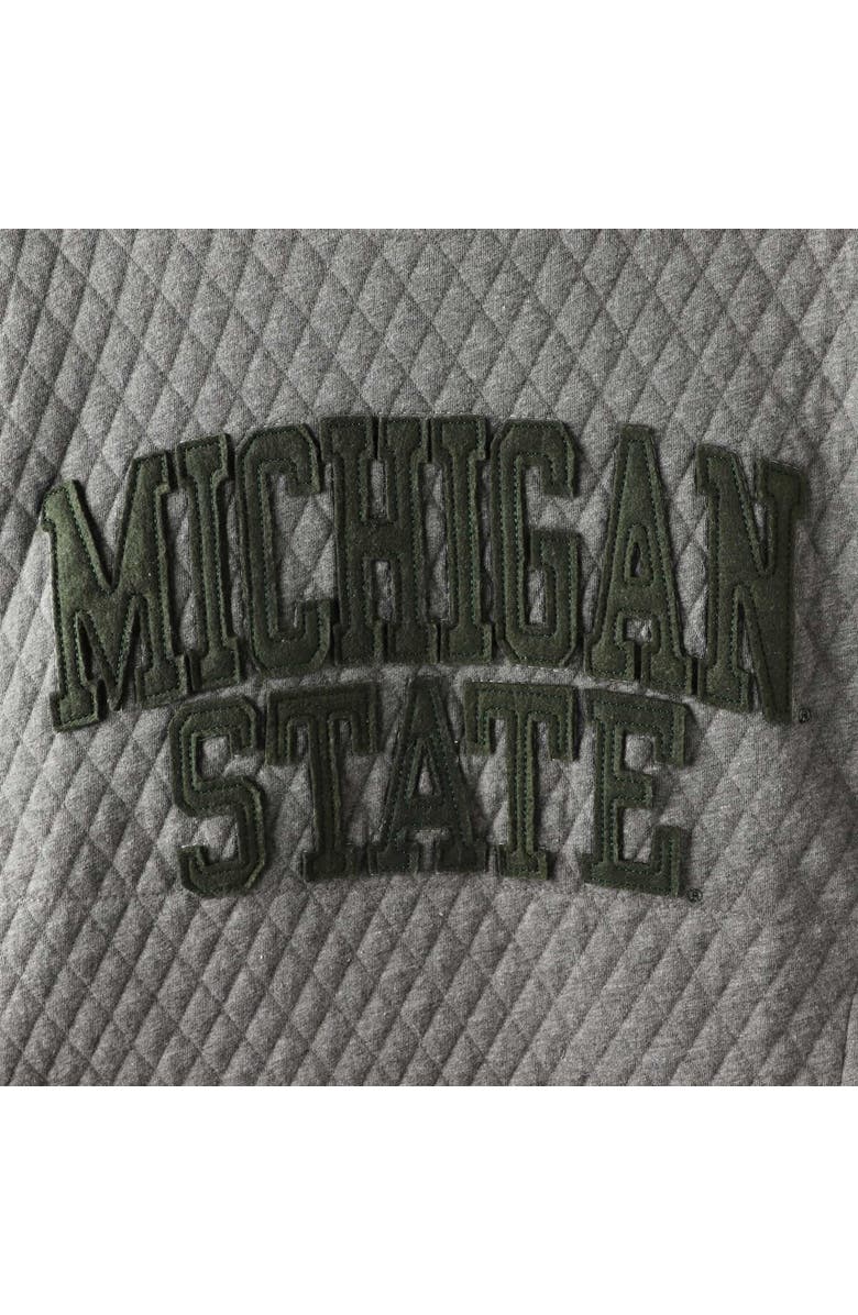 PRESSBOX Women's Pressbox Heather Charcoal Michigan State Spartans Moose Quilted Pullover Sweatshirt, Alternate, color, Heather Gray