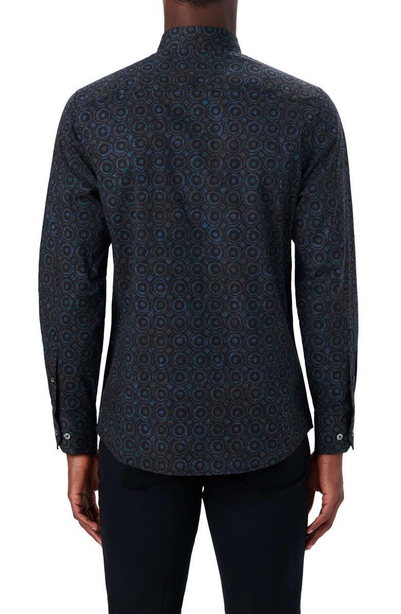 Bugatchi Shaped Fit Abstract Print Stretch Cotton Button-Up Shirt, Alternate, color,