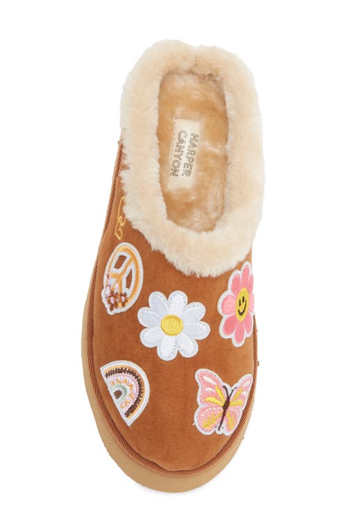 Harper Canyon Kids' Elyza Patchwork Faux Fur Lined Platform Slipper In Brown