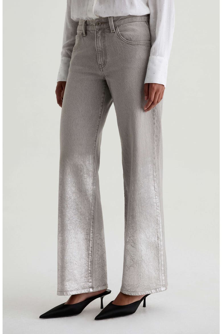 Adria Embellished Low Rise Baggy Wide Leg Jeans, Alternate, color, SILVER MYST