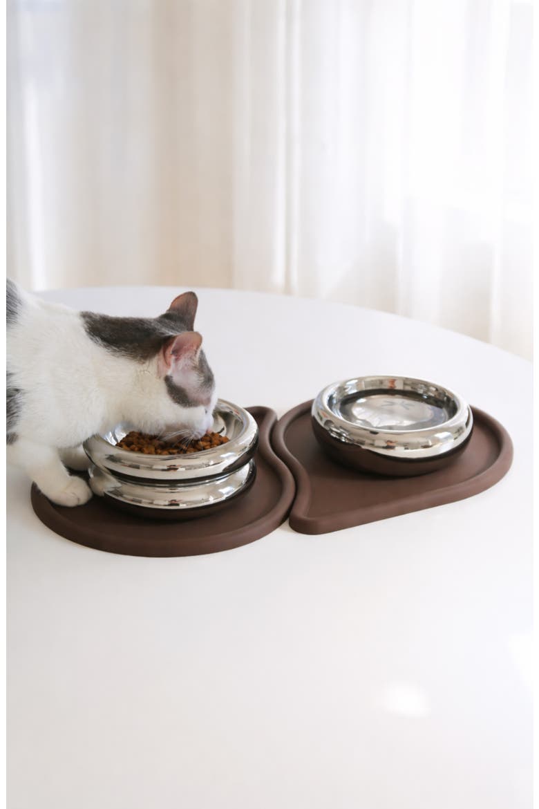 Drop Set of 2 Pet Mats, Alternate, color, DARK BROWN