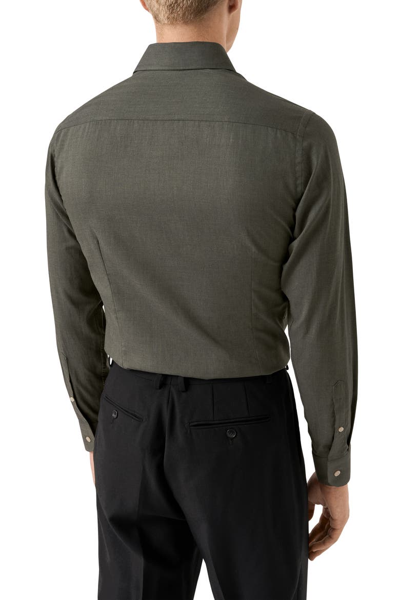 Slim Fit Flannel Dress Shirt, Alternate, color, DARK GREEN