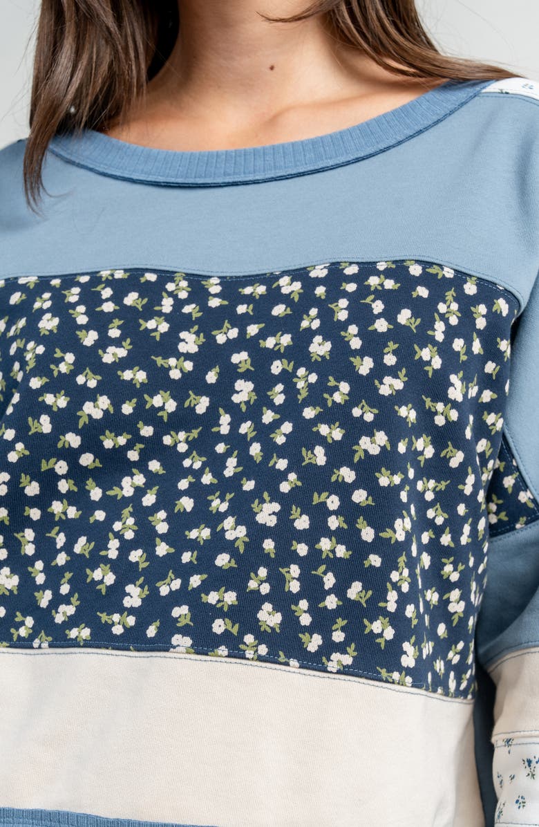 Beivy Contrast Mix French Terry Sweatshirt, Alternate, color, Blue Multi