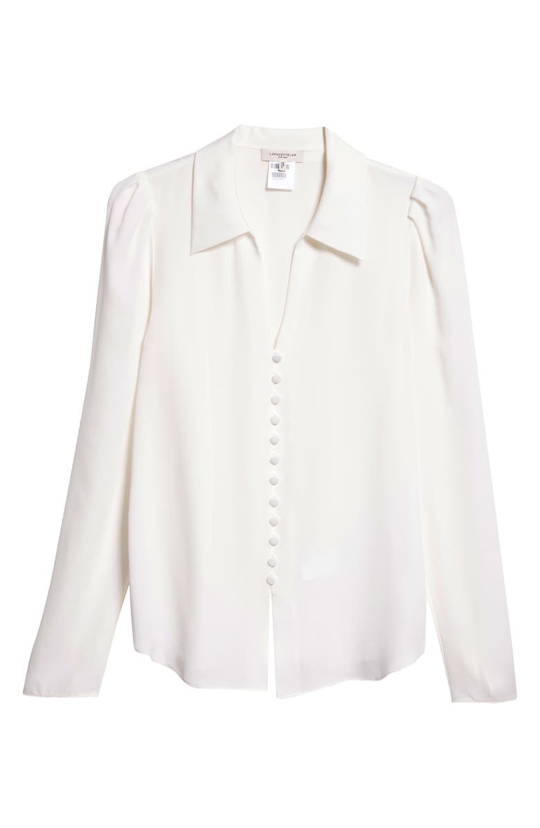 Lafayette 148 New York Wide Collar Puff Sleeve Silk Blouse, Alternate, color, 