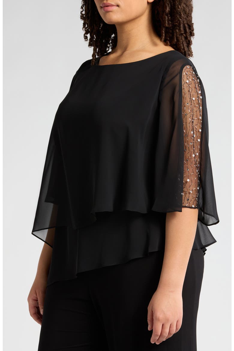 Sequin Detail Tiered Jumpsuit, Alternate, color, BLACK