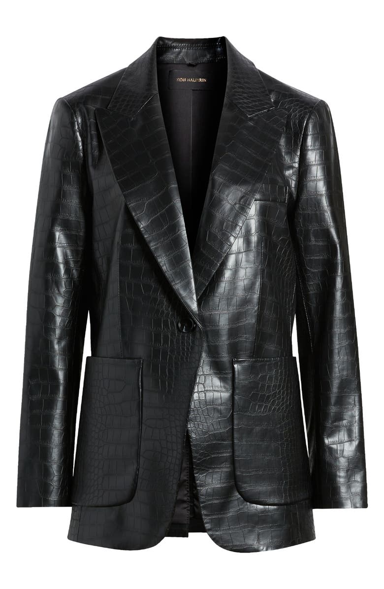 KOBI HALPERIN Embossed Faux Leather Blazer, Alternate, color,