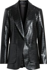 KOBI HALPERIN Embossed Faux Leather Blazer