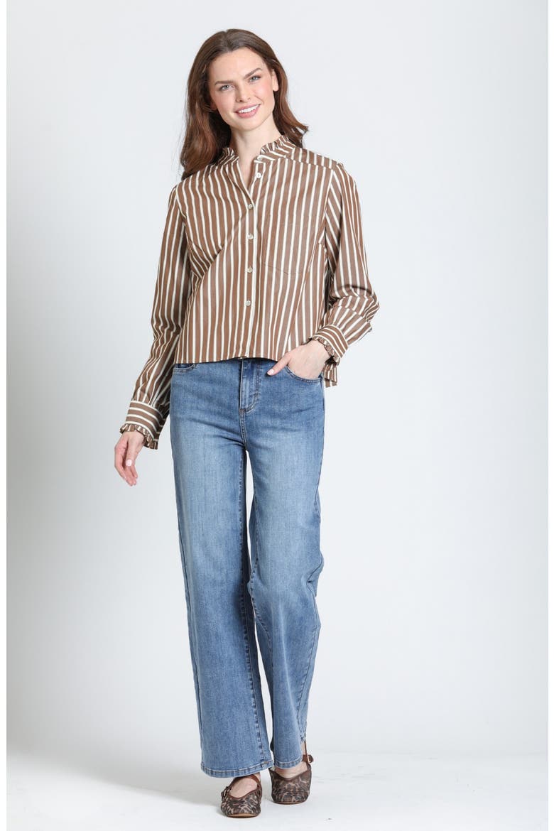 Ruffle Detail Cropped Shirt, Alternate, color, MOCHA CREAM