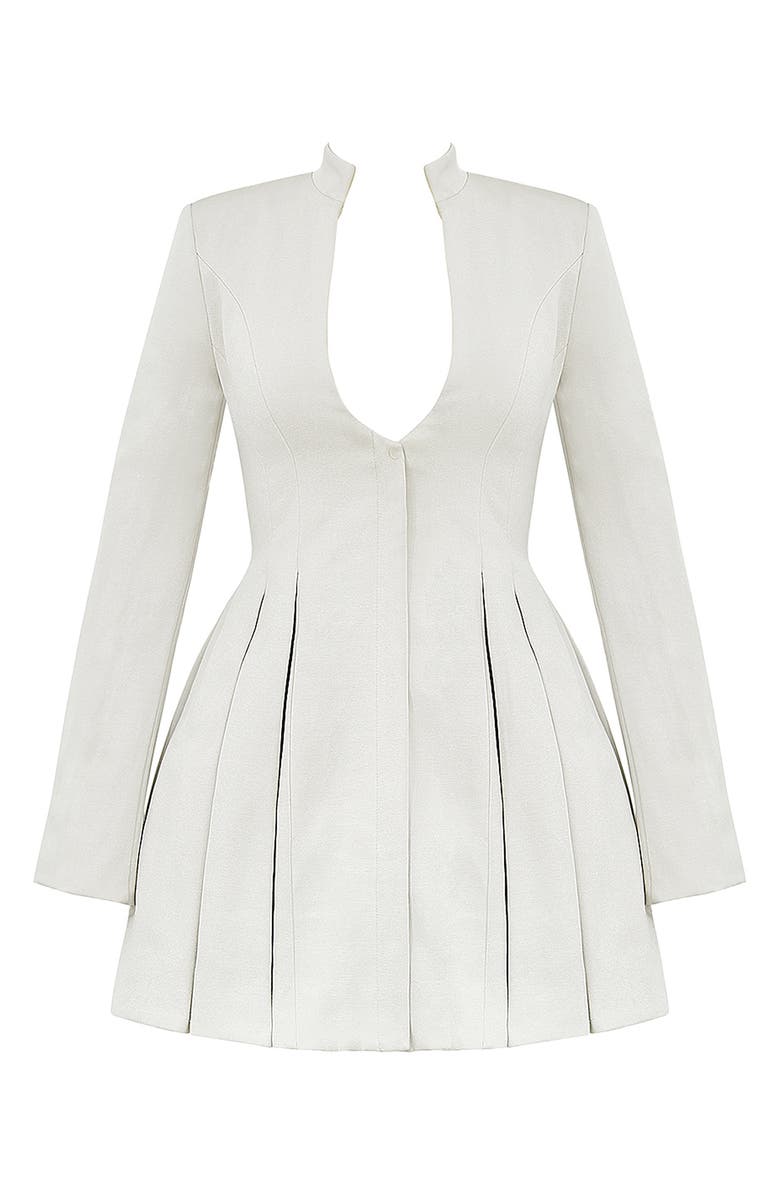 HOUSE OF CB Heiress Plunge Neck Long Sleeve Fit & Flare Dress, Alternate, color, Wind Chime