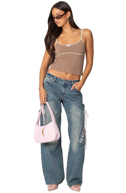 Edikted Elin Lace Trim Camisole In Brown