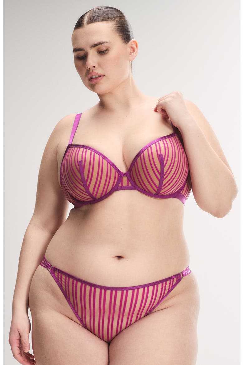 Strappy Hour Lightly Lined Semi-Demi Bra, Alternate, color, PURPLE FLEUR
