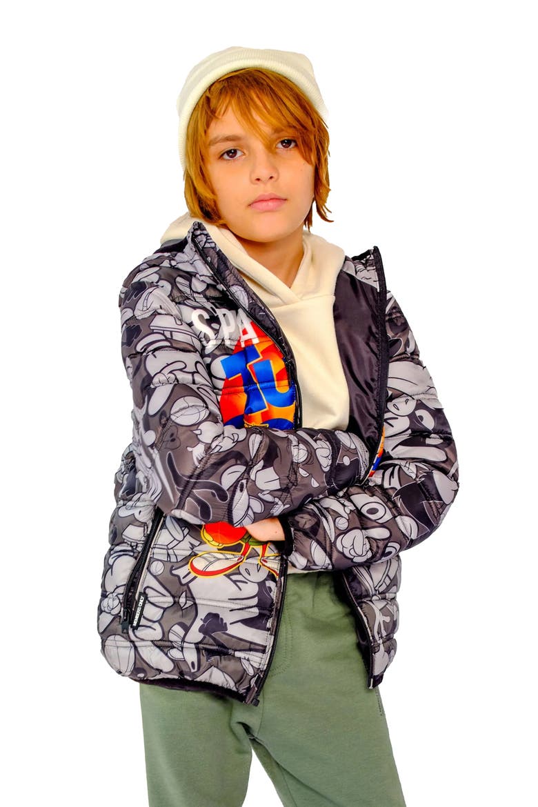 Boy's Packable Tune Squad Midweight Jacket, Alternate, color, Black