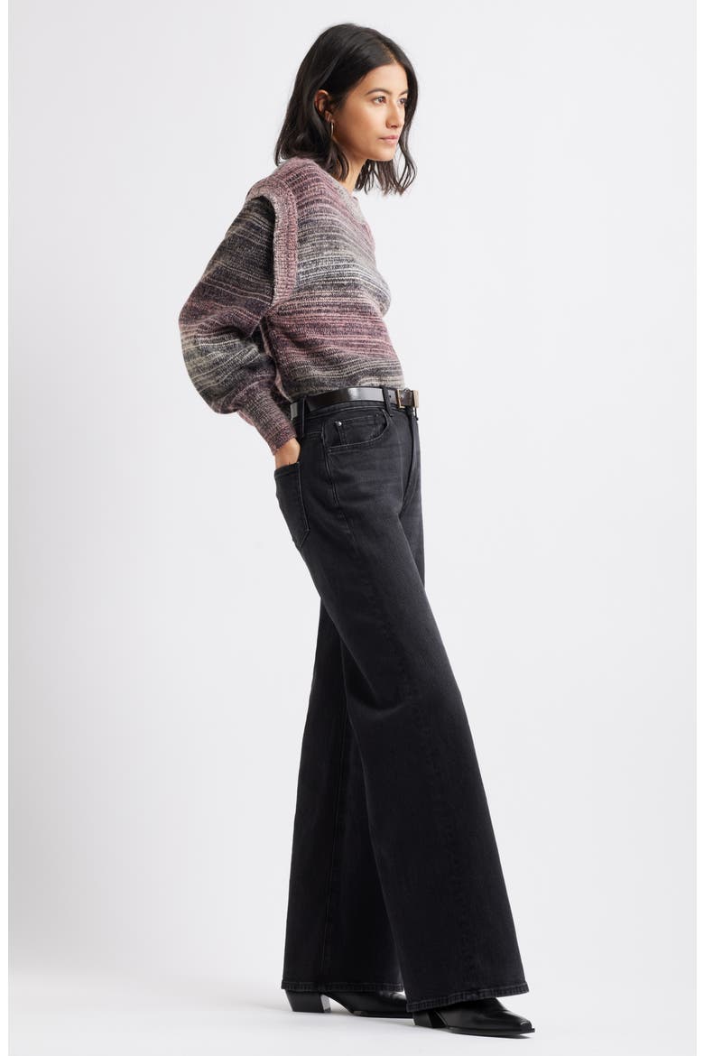 High Rise Wide Leg Jeans, Alternate, color, BLACK WASH