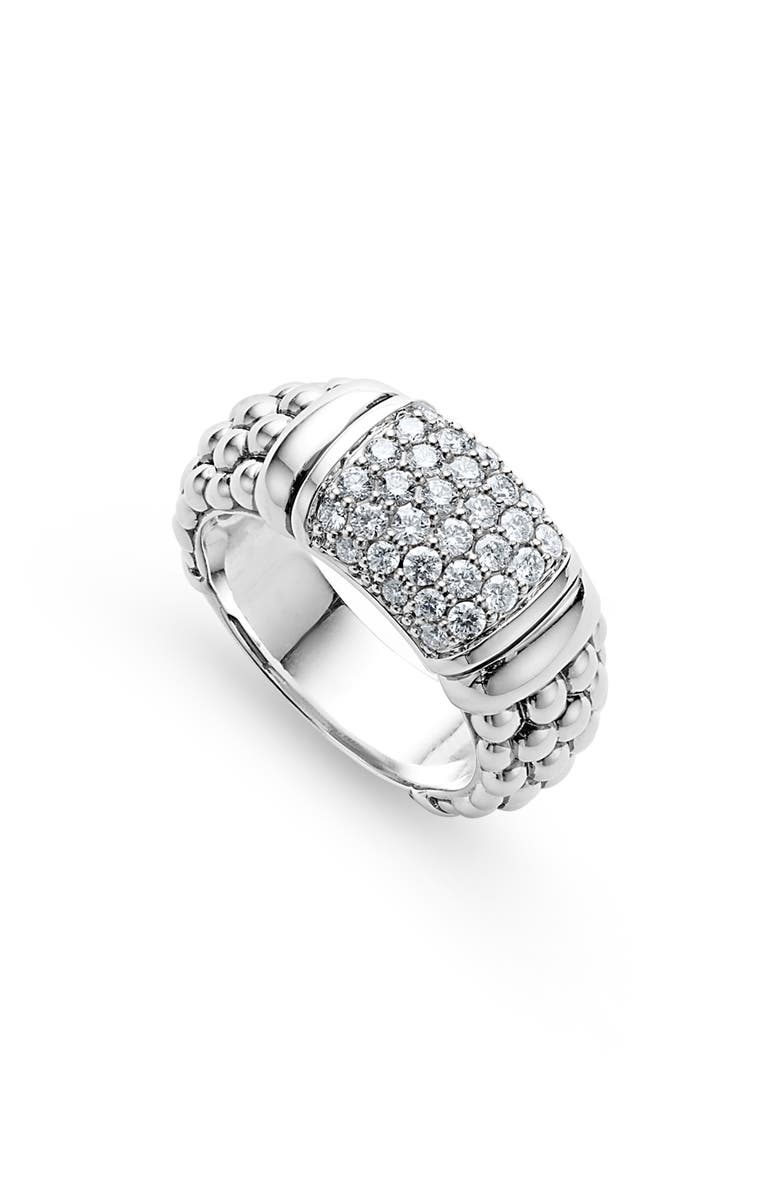 LAGOS Signature Caviar Pavé Diamond Ring, Main, color, Silver Diamond