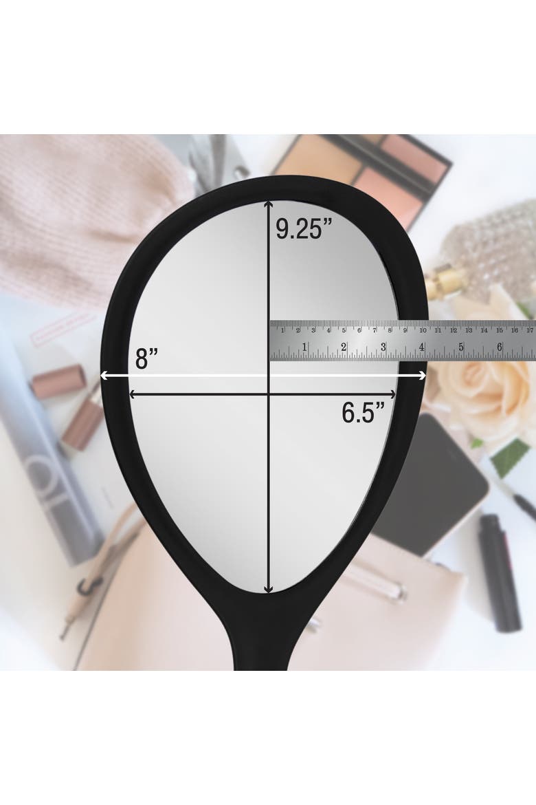 Teardrop Handheld Mirror with Handle, Alternate, color, Black Onyx