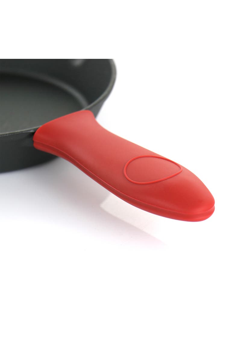 Pre-Seasoned 6 Piece Cast Iron Skillet Set with Lids and Silicone Holders, Alternate, color, Black
