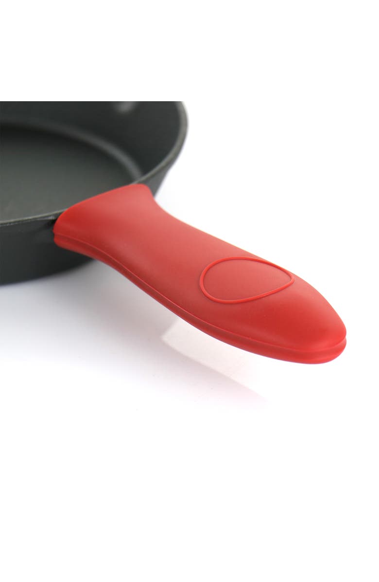 Megachef Pre-Seasoned 9 Piece Cast Iron Skillet Set with Lids and Silicone Holder, Alternate, color, Black