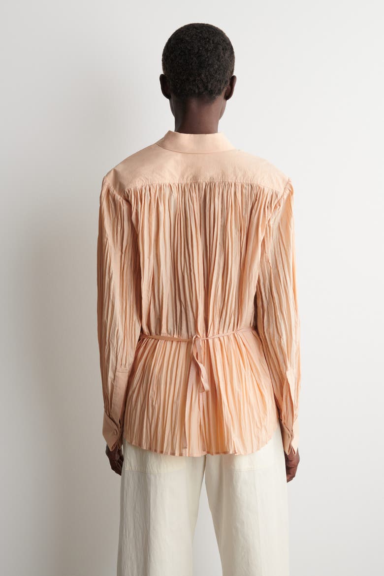 Crinkled Wrap-over Blouse, Alternate, color, BEIGE