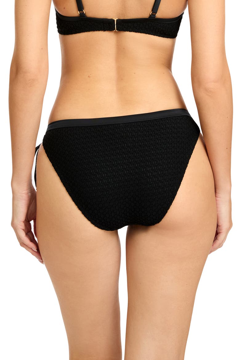 Fishnet Side Tie Bikini Bottoms, Alternate, color, BLACK