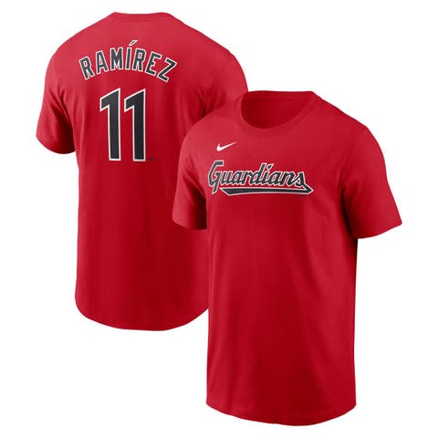Men's Nike Jose Ramirez Red Cleveland Guardians Fuse Name & Number T-Shirt