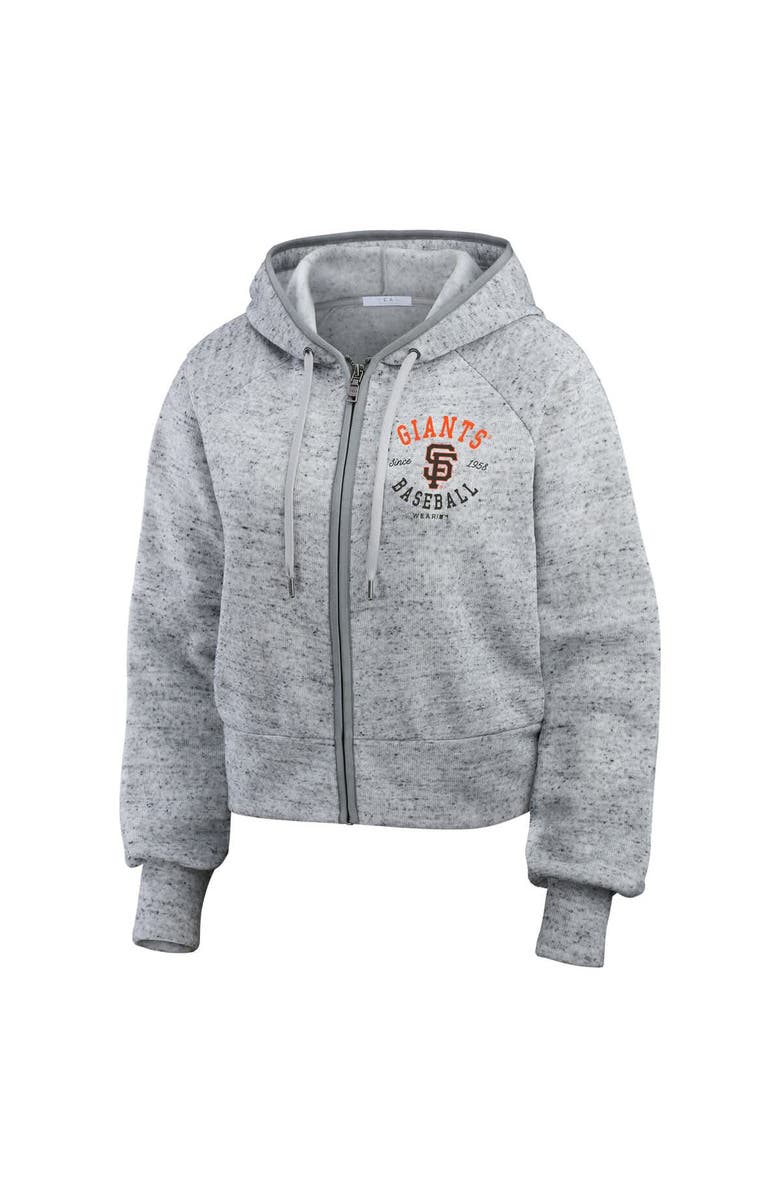 WEAR by Erin Andrews Women's WEAR by Erin Andrews  Heather Gray San Francisco Giants Speckled Fleece Cropped Full-Zip Hoodie, Alternate, color, 