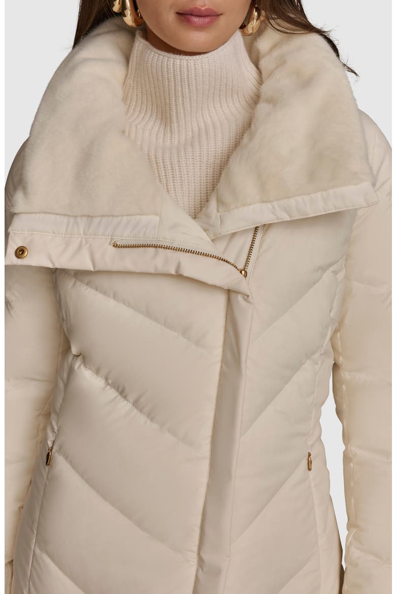 Water Resistant Chevron Down Puffer Coat, Alternate, color, CREAM