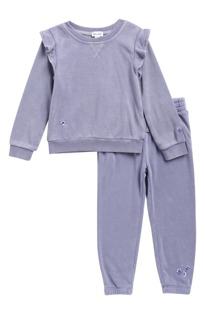 Splendid Kids' Floral Haze Sweatshirt & Sweatpants Set, Main, color, Purple Haze