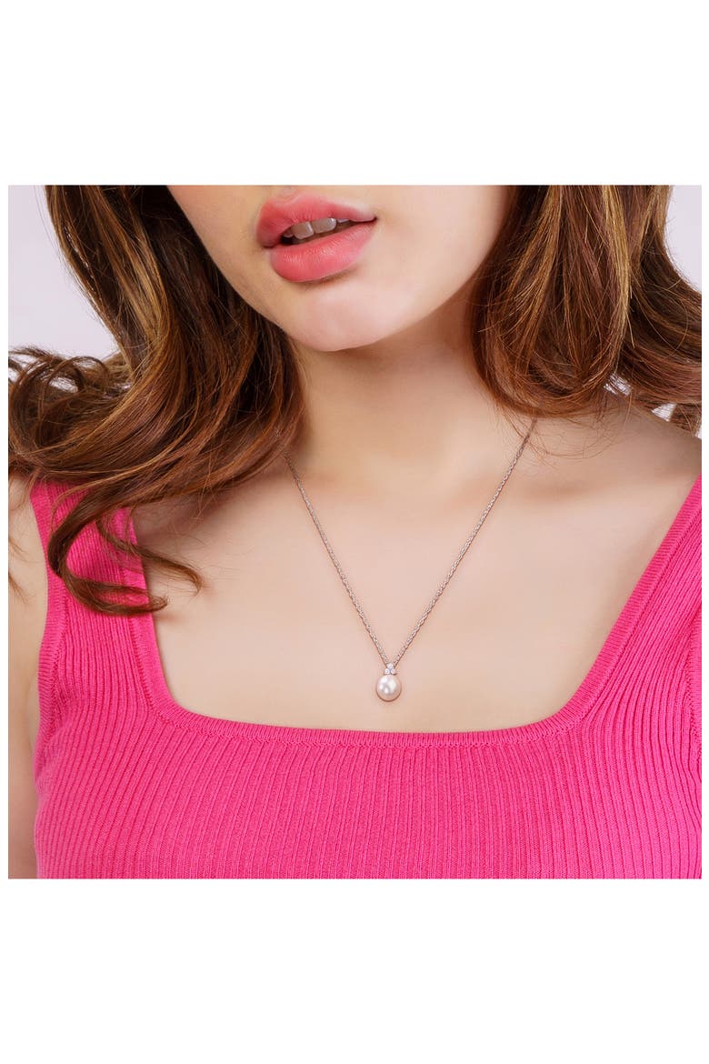 Cultured Freshwater Pearl & Diamond Pendant Necklace - 0.1ct., Alternate, color, SILVER/ PEARL