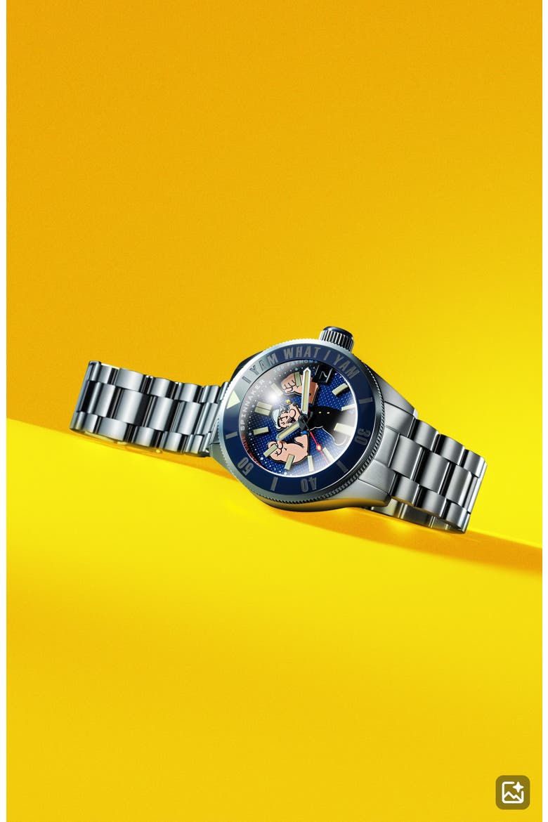 x Popeye Forearm Fury Piccard Automatic Bracelet Watch, 45mm, Alternate, color, BLUE