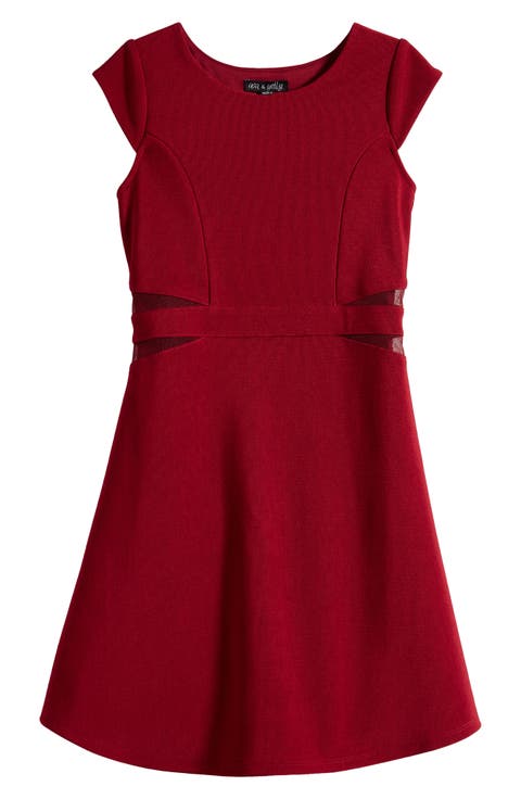 Kids' Mesh Insert Skater Dress (Big Kid)