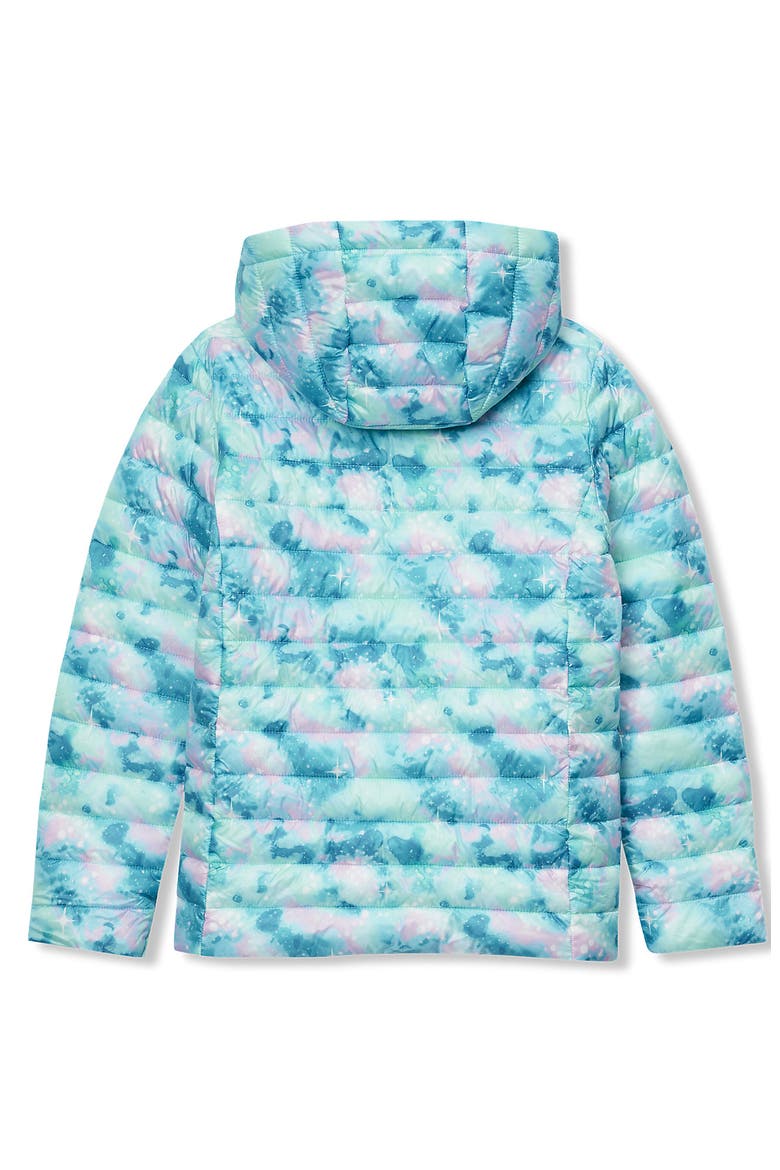Kids ThermoPlume Packable Hooded Jacket, Alternate, color, Aqua Glitter