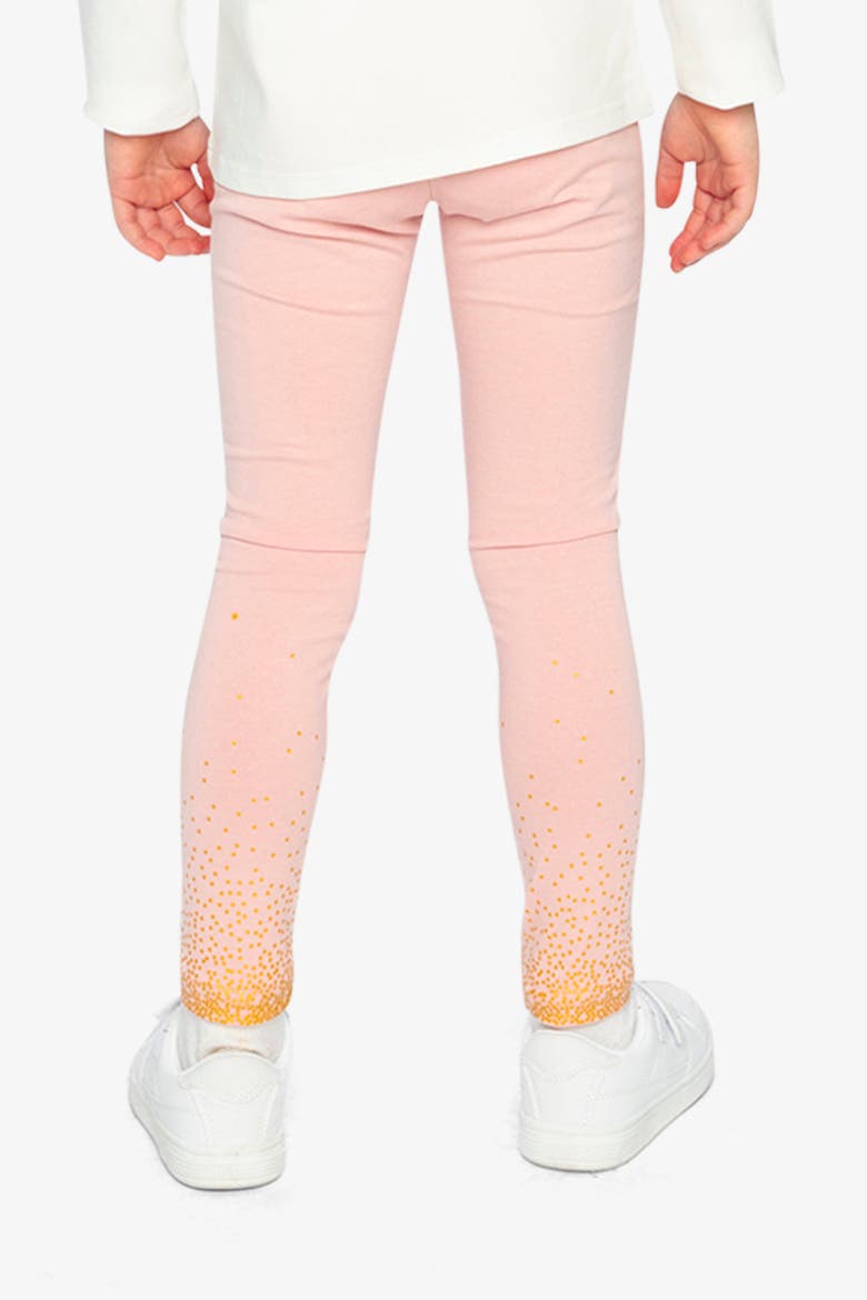 Organic Cotton Glitter Hem Elastic Waist Leggings, Alternate, color, Pale Dusty Pink