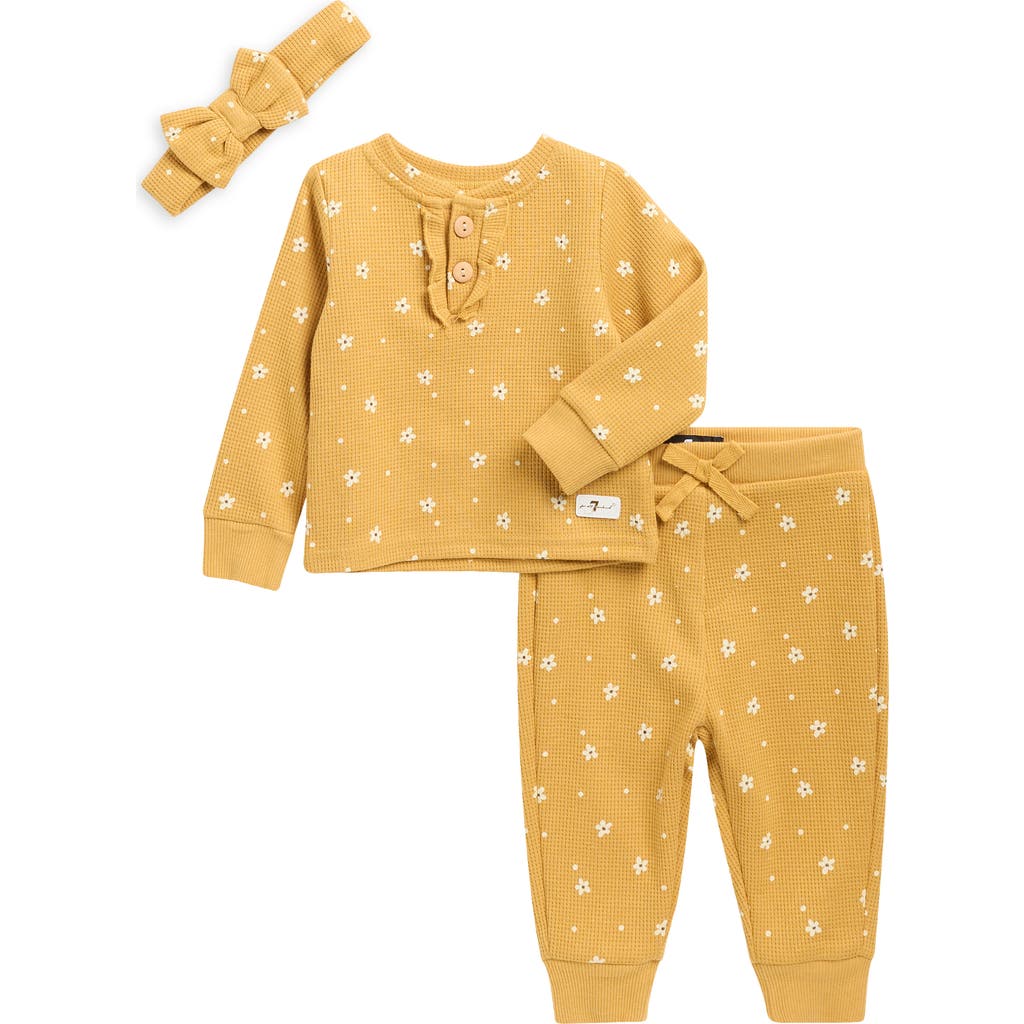 7 For All Mankind Sweatshirt, Joggers & Headband Set In Yellow