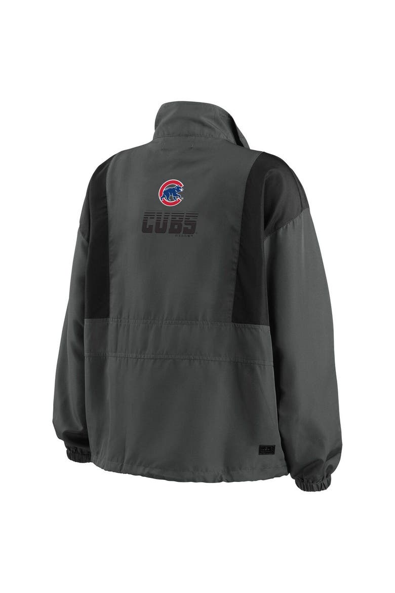 Women's WEAR by Erin Andrews Charcoal Chicago Cubs Packable Half-Zip Jacket, Alternate, color, Charcoal