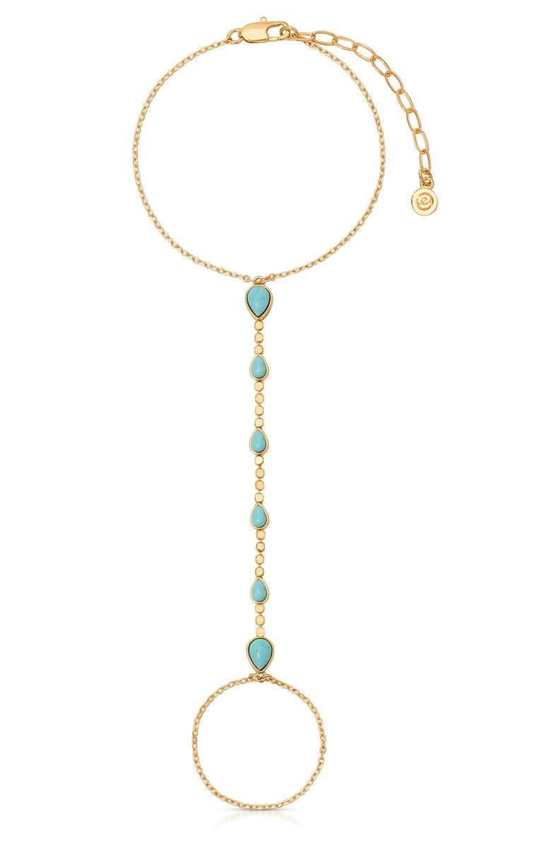 Ettika Dripping Faux Turquoise Hand Chain, Main, color, Turquoise