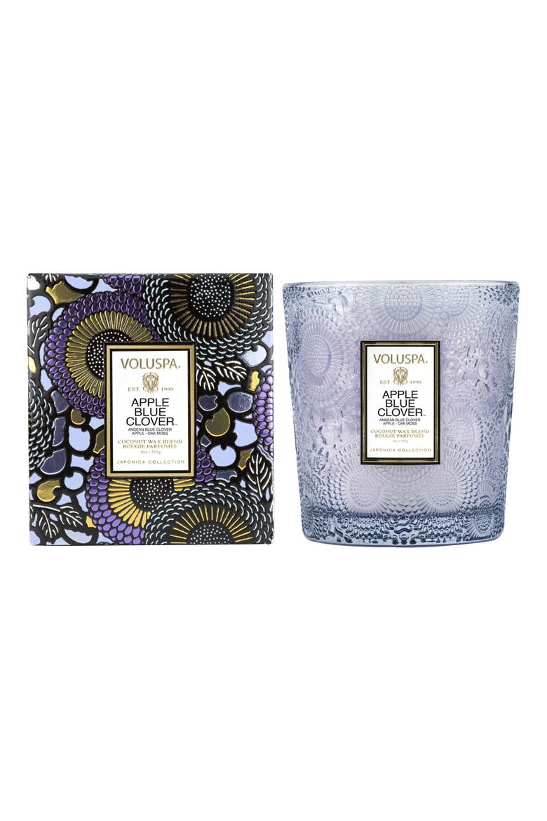 Apple Blue Clover Boxed Classic Candle, Main, color, APPLE BLUE CLOVER