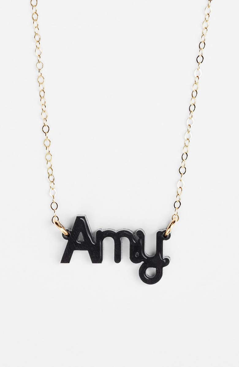 Moon and Lola 'Zebra Block Font' Personalized Nameplate Pendant Necklace, Main, color,