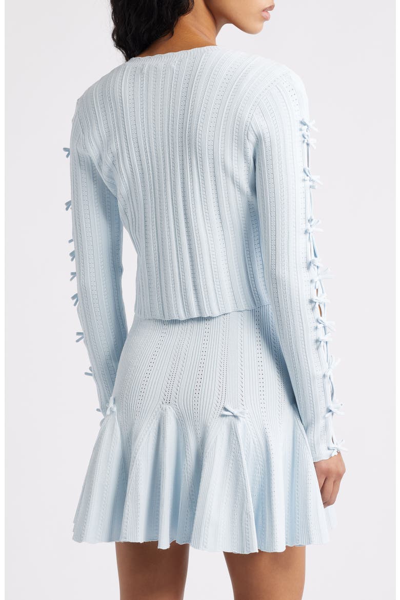 Zoriah Pointelle Tie Sleeve Cardigan, Alternate, color, ICICLE BLUE