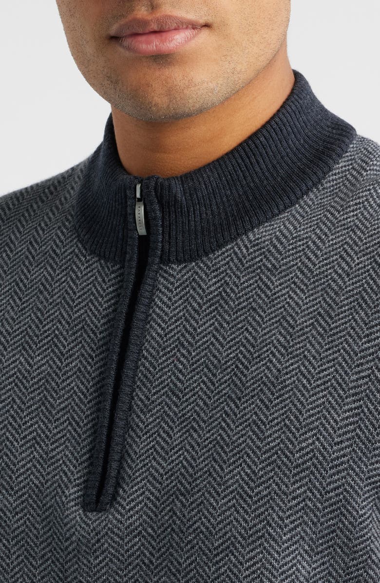 Robert Barakett Grant Merino Wool Quarter Zip Sweater, Alternate, color, Grey