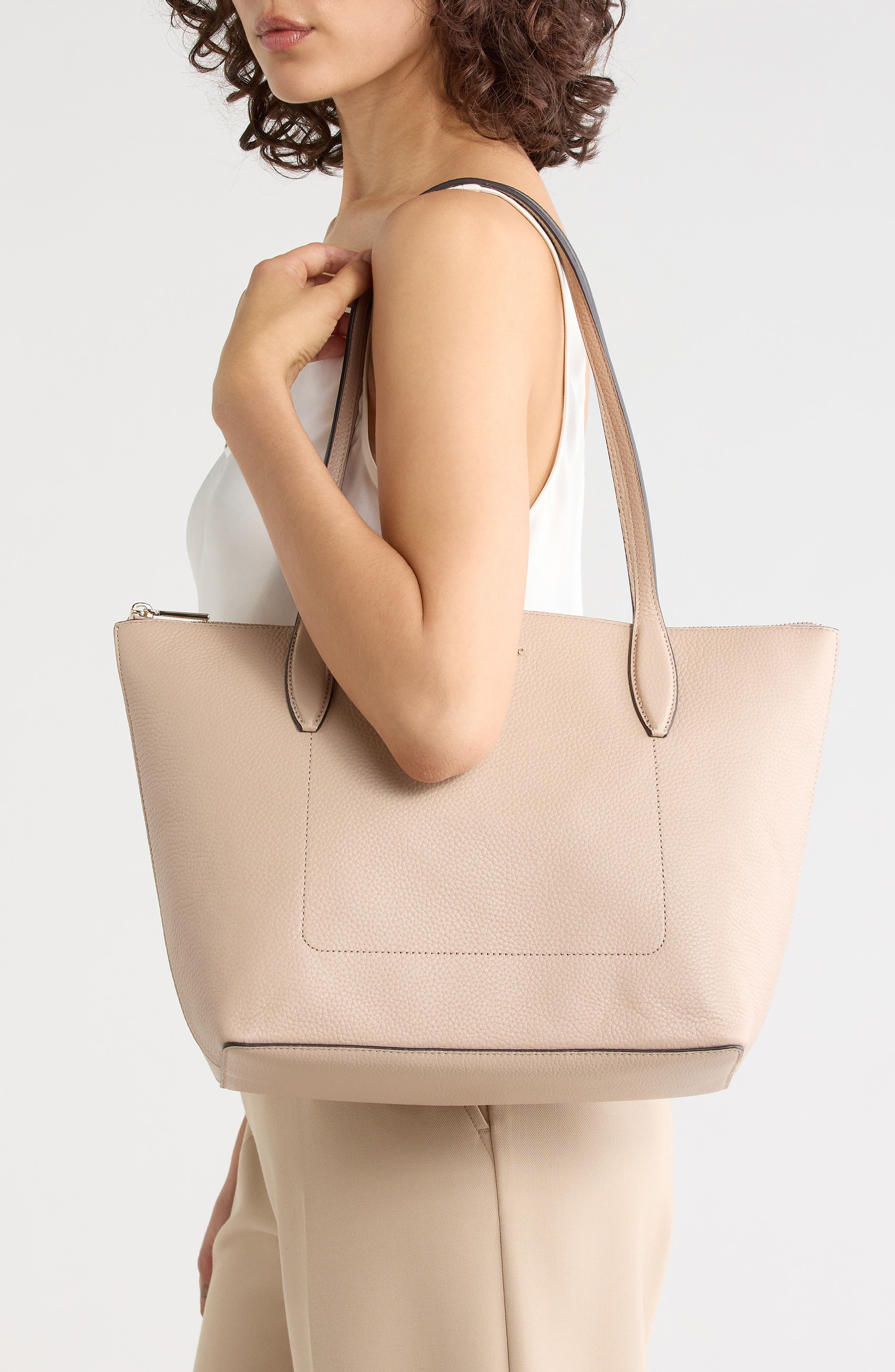 harlow tote bag, Alternate, color, WARM BEIGE