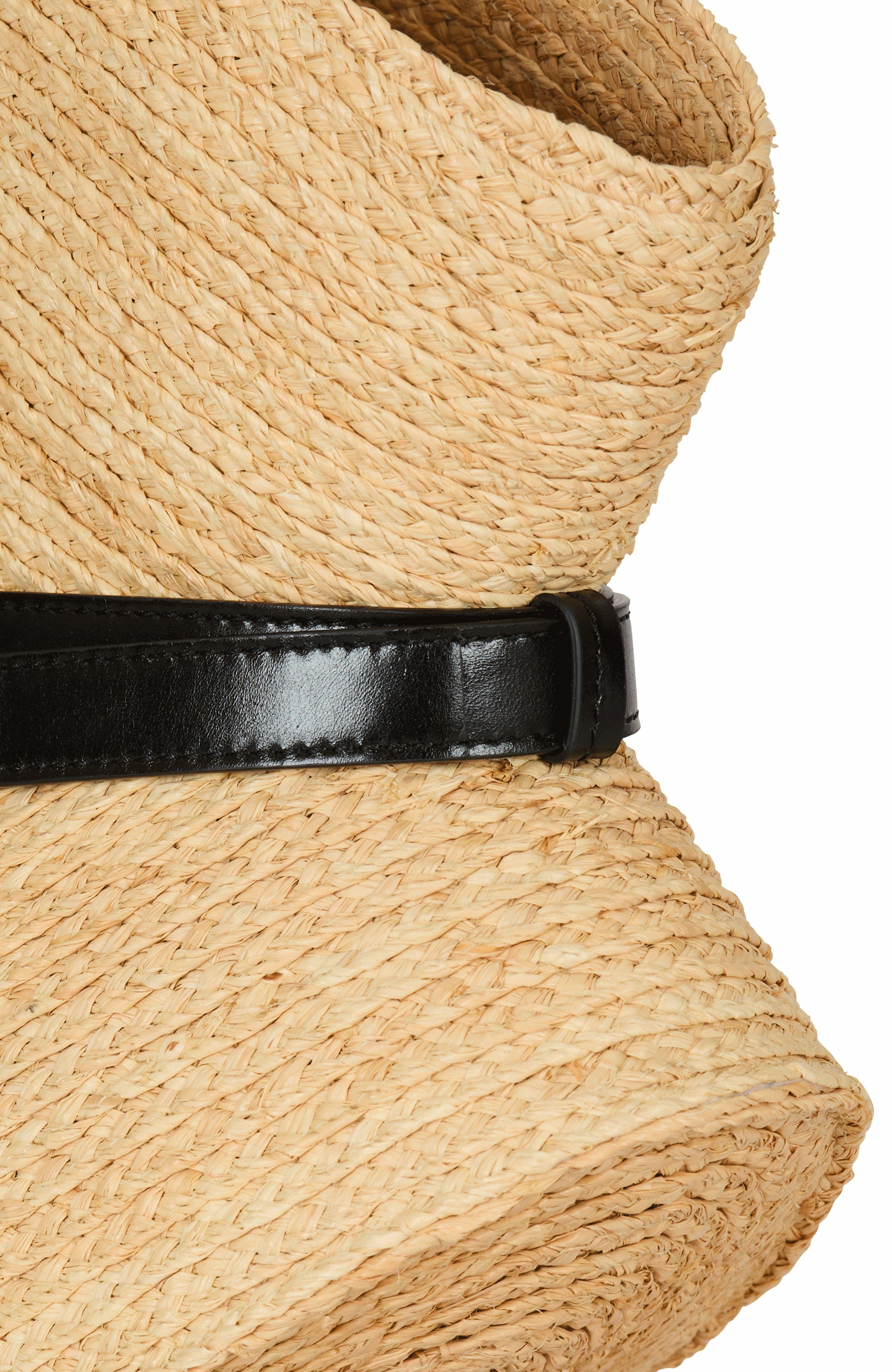 Balmain Shuffle Medium Bag In Raffia, Alternate, color, Brown