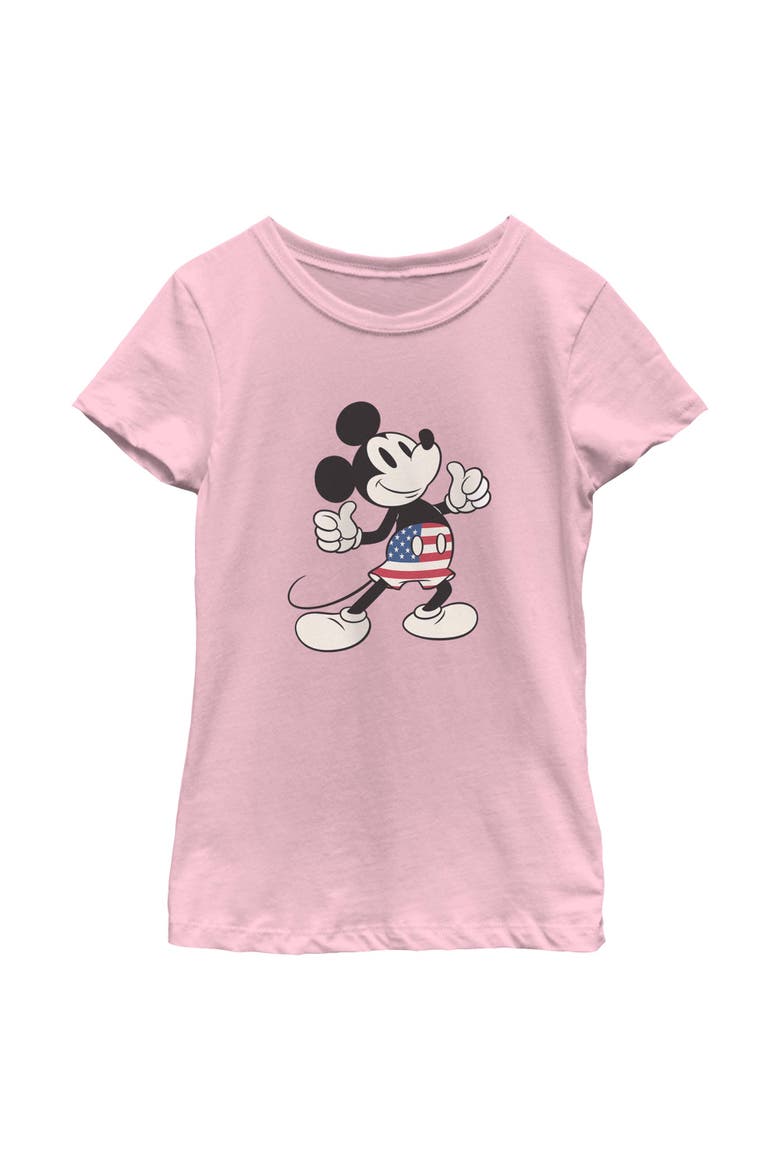 Girl's Mickey & Friends Patriotic Shorts Pose  Graphic T-Shirt, Main, color, Light Pink